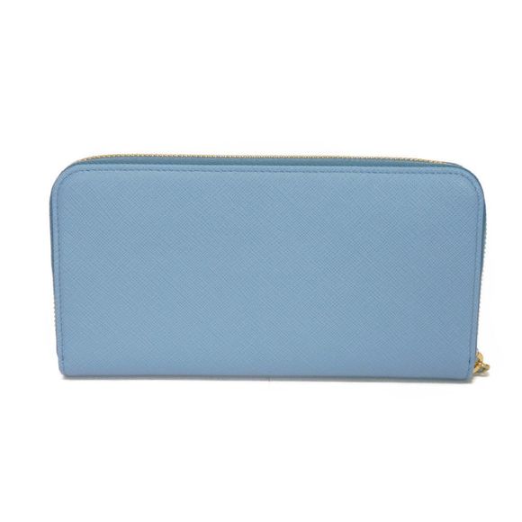 Prada Blue Leather Saffiano Around Wallet Zip - Picture 3 of 12